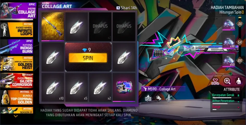 Langkah Langkah mudah untuk mengikuti event M590 Collage Art di Free Fire