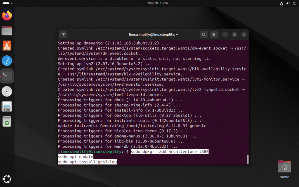 Instalasi paket tambahan GNS3 agar lancar saat dijalankan di Ubuntu Linux