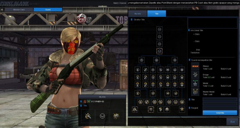 Tampilan menu title Point Blank Zepetto