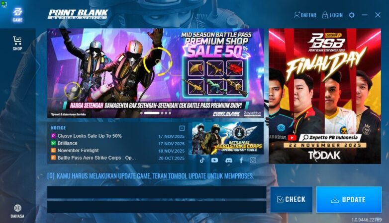 Tampilan Z-Launcher Point Blank Zepetto