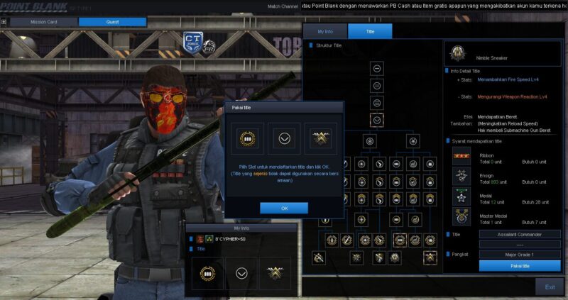 Kombinasi title SG barbar rusher Point Blank Zepetto