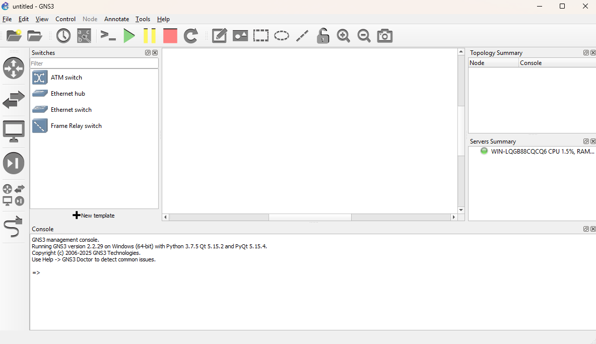 Ilustrasi GNS3 sebagai simulator jaringan komputer