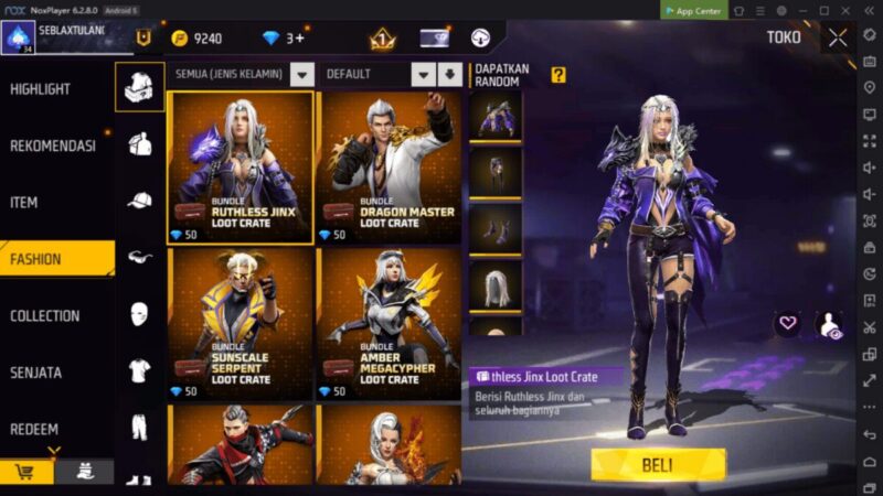 NOX udah banyak yang pake untuk main FF di PC dan Laptop Lancar dan juga bisa di setting ringan