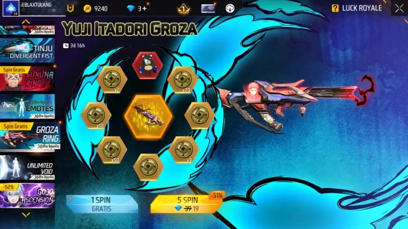 Jujutsu Kaisen Resmi Hadir di Free Fire Melalui Event Kolaborasi Global