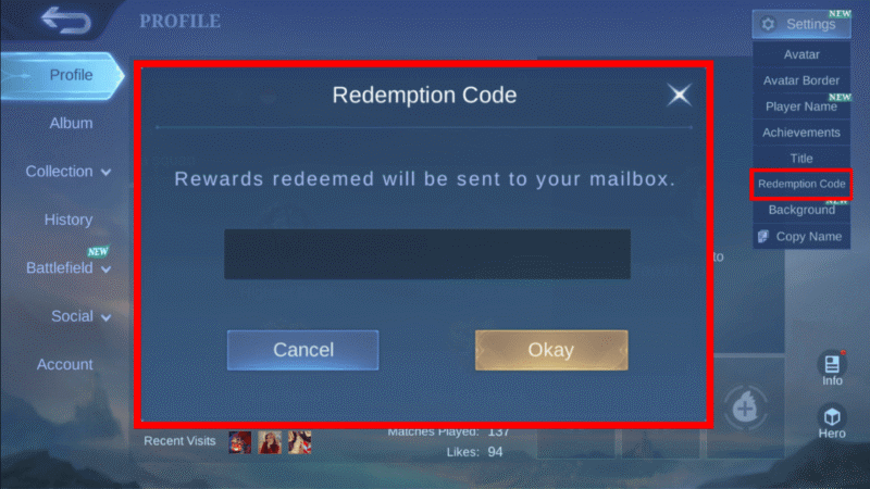 Cara menukarkan kode redeem Mobile Legends