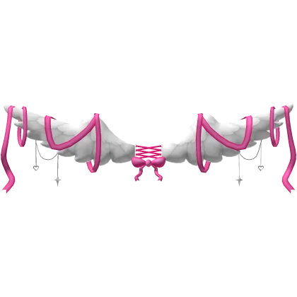 Angel Lace Ribbon Wings White Hot Pink