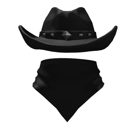 Black Cowboy Hat with Face Scarf