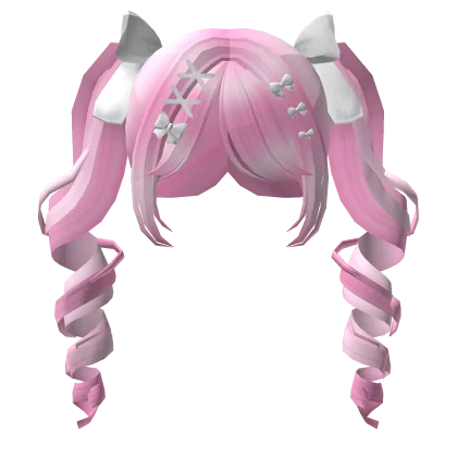 Jirai Twirls Pigtails Hair Pink White