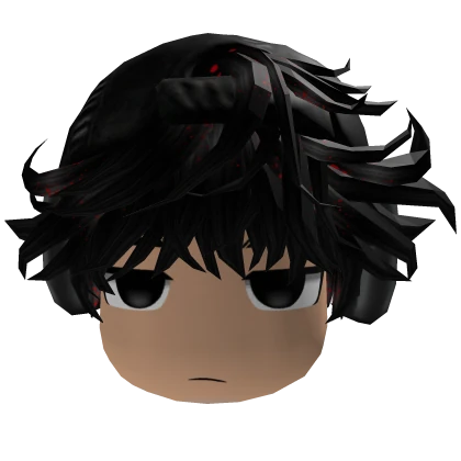 Swept Messy Black Hair With Cap And Headphones 7.0