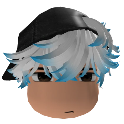 Swept Messy White And Blue Hair With Cap 4.0